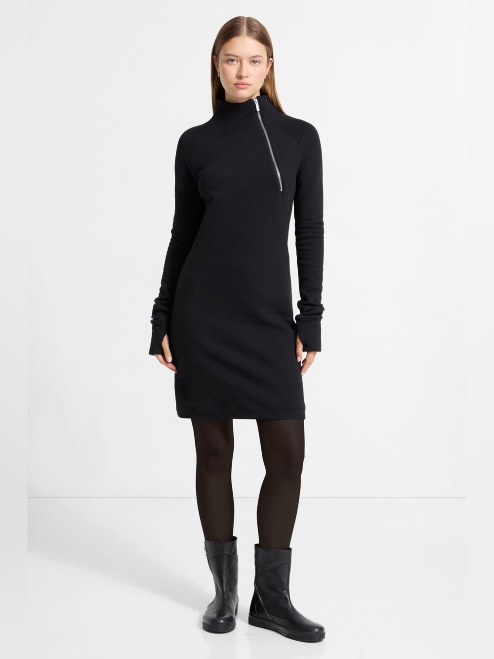 Marcella NYC Alani Sweatshirt Dress Turtleneck Size Medium Black NWOT